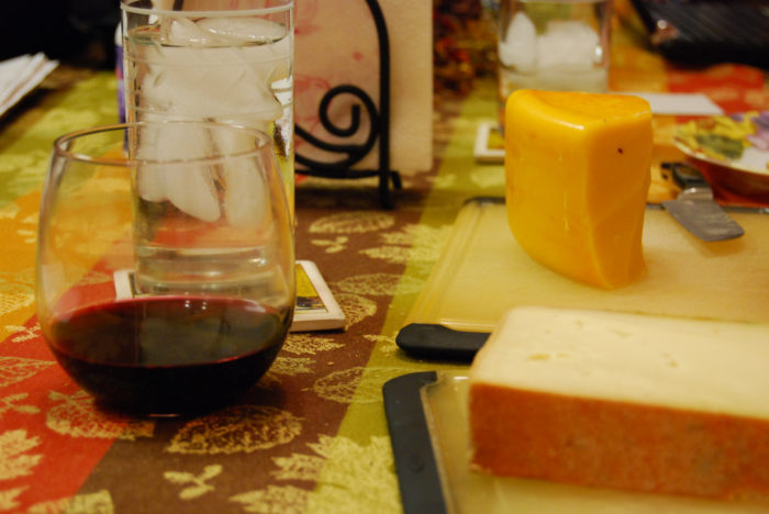 Fontina cheese with wine
