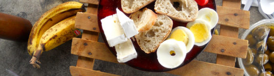 cheese board with brie and toasted baguettes