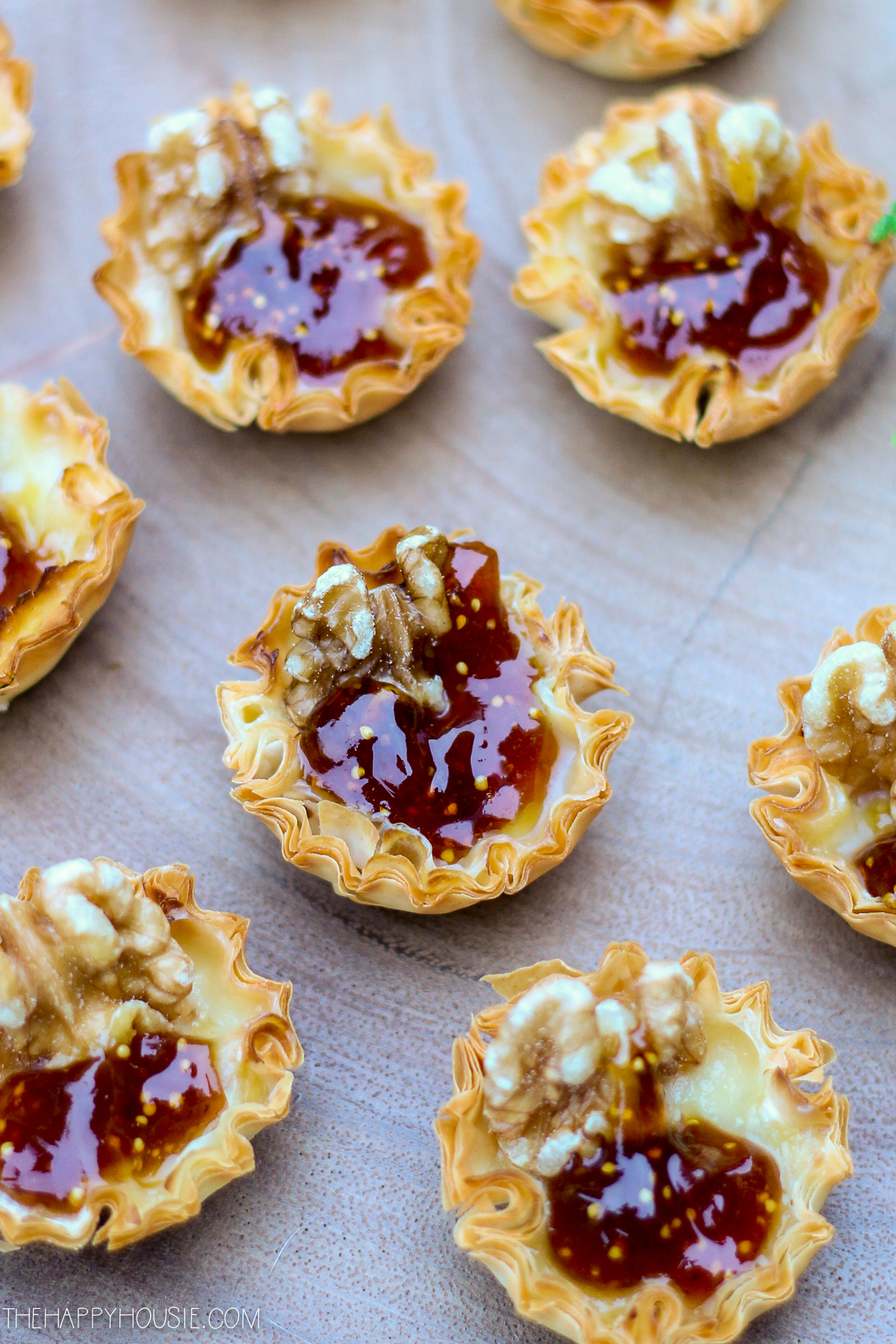 Baked Brie Phyllo Cups with Walnuts & Fig Jelly - John Eats Cheese