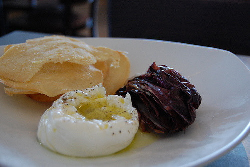 burrata with dates and flat bread